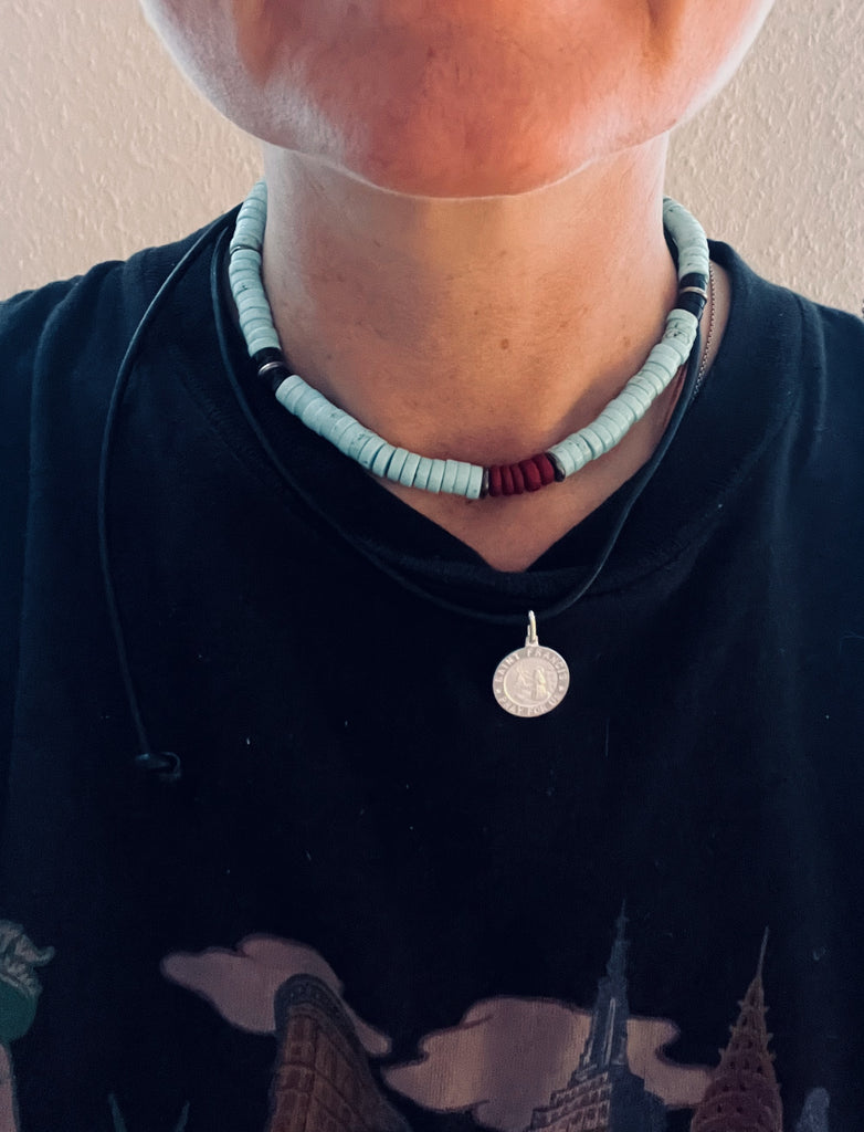 Halskette ESCAPULARIO in Gold und Silber, bewegliche Teile 