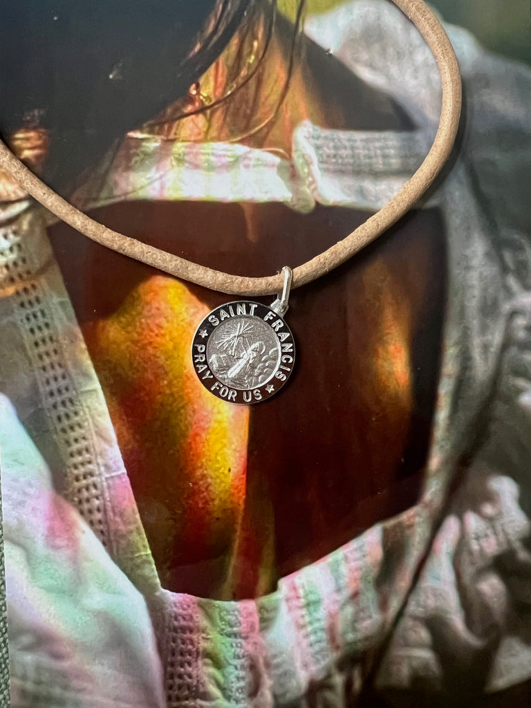 Halskette ESCAPULARIO in Gold und Silber, bewegliche Teile 